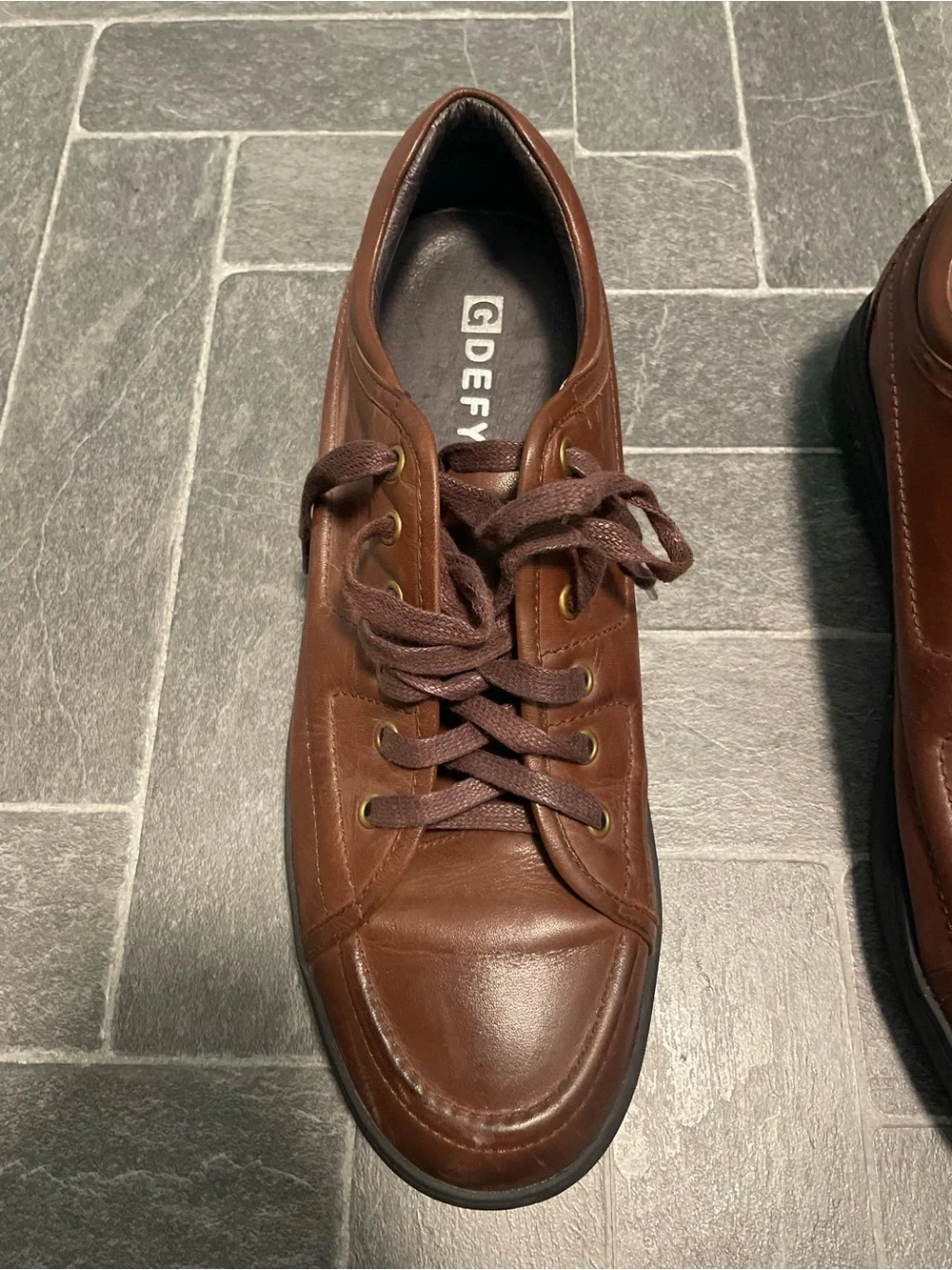GDEFY Gravity Defyer Leather Shoe - Brown Leather Slip-On Style Sneakers